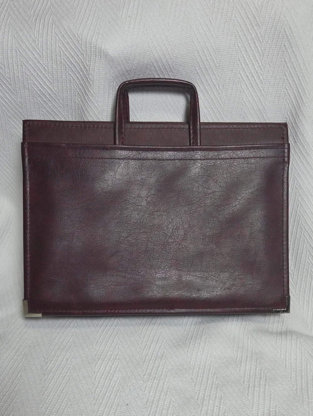 Vintage Stoops Burgundy Faux Leather Portfolio Briefcase Organizer Bag Handled